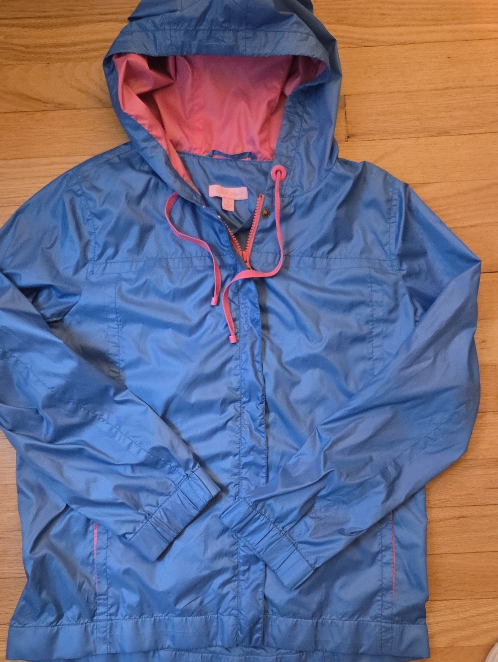 Lilly Pulitzer Multi Sport Packable Windbreaker Rain Jacket Blue Pink S